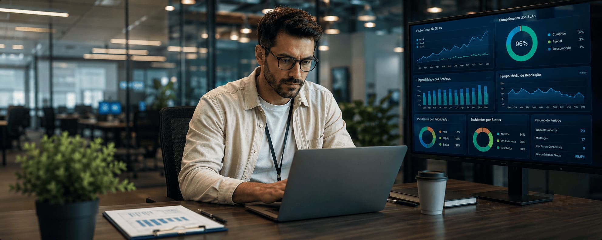 Homem construindo uma operação de TI mais previsível