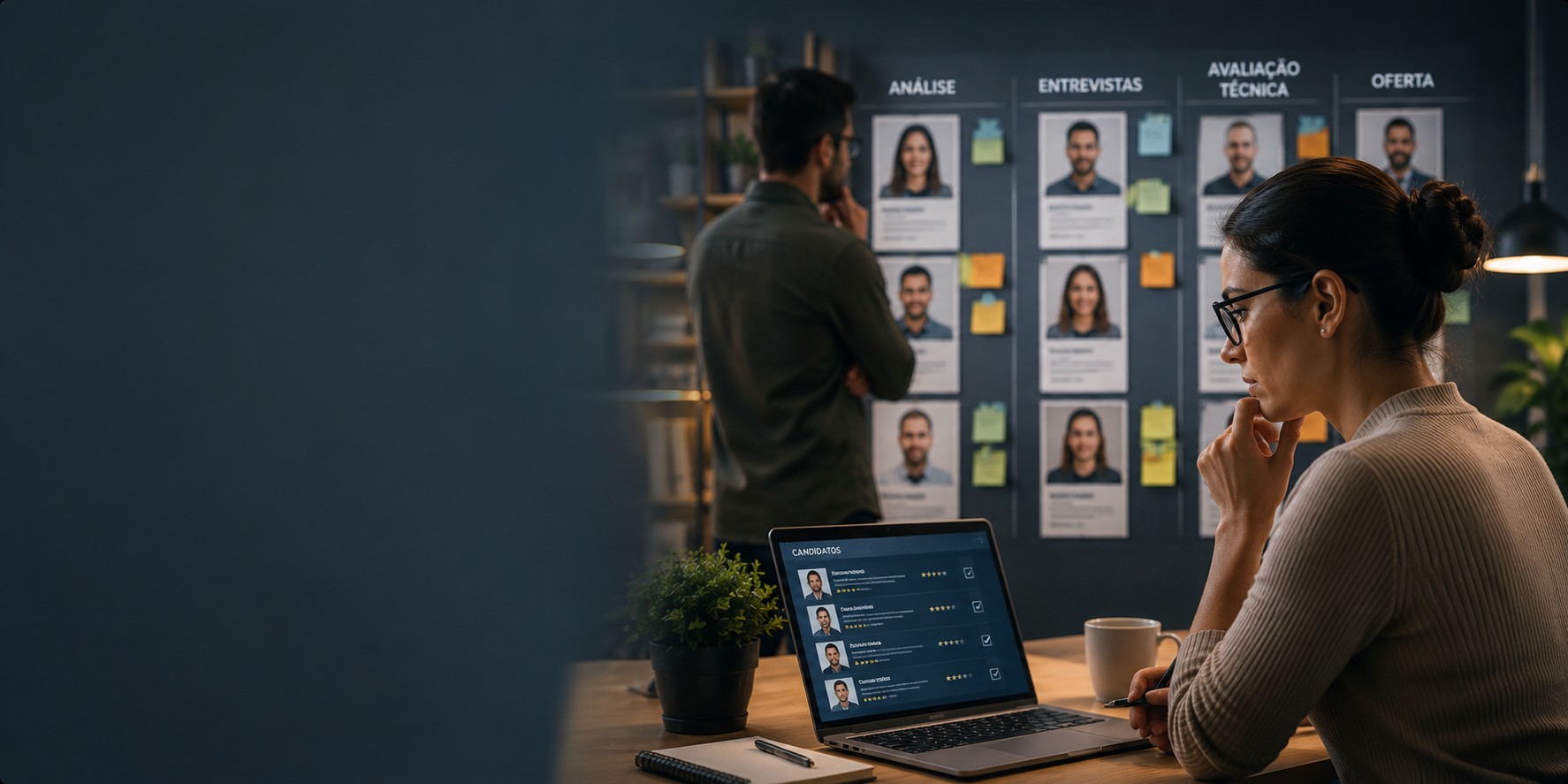 Mulher olhando pro monitor enfrentando um desafio na contratações de profissionais de tecnologia